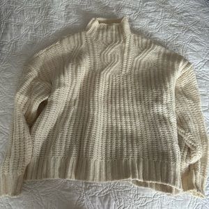 Aerie cream knit mockneck sweater